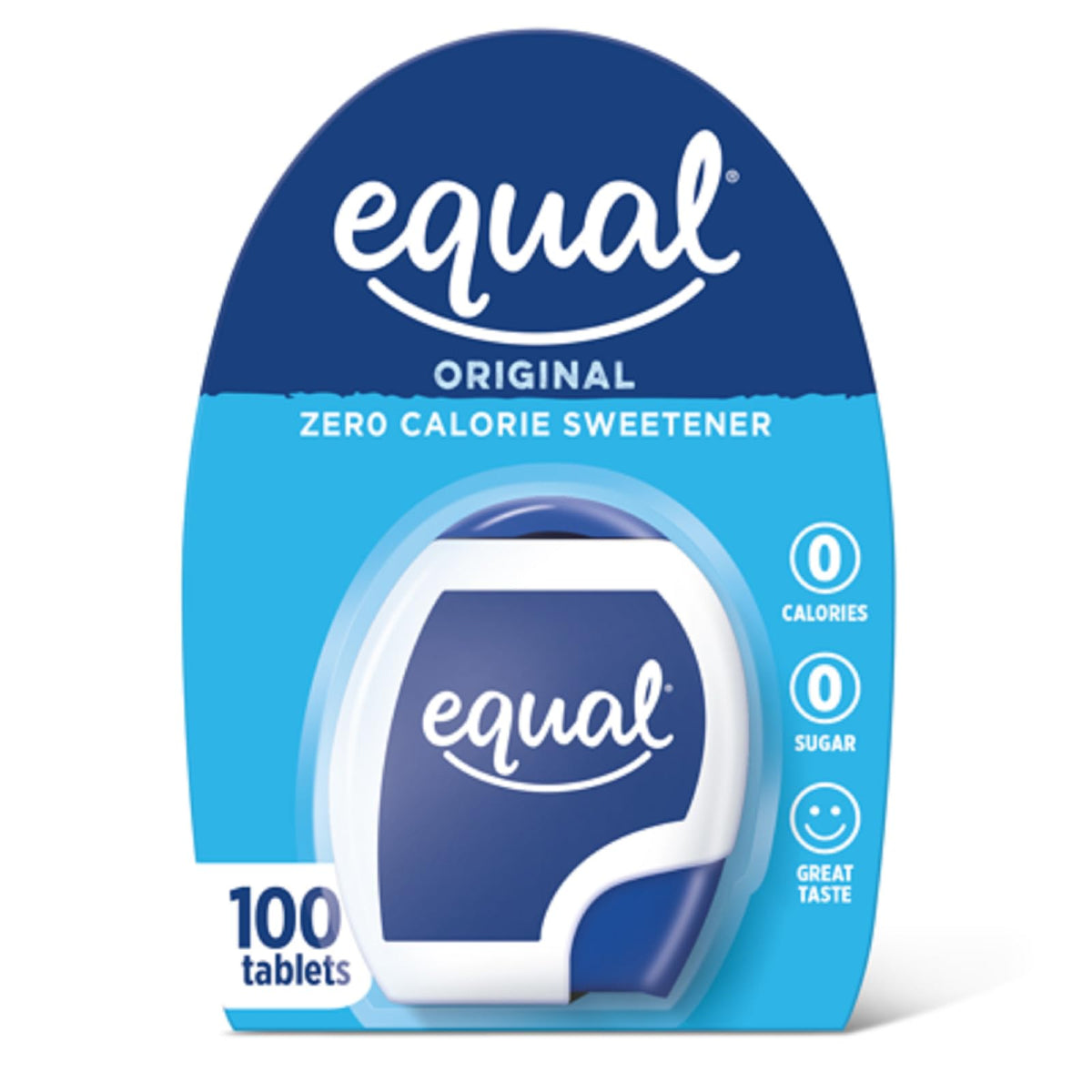 Equal zero-calorie sweetener tablets in a six-pack for sugar-free coffee sweetness