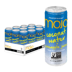 Equator Mojo coconut water pineapple bottle close-up for refreshing hydration