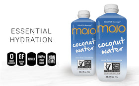 Equator MOJO coconut water glass-open ready to pour for quick hydration.