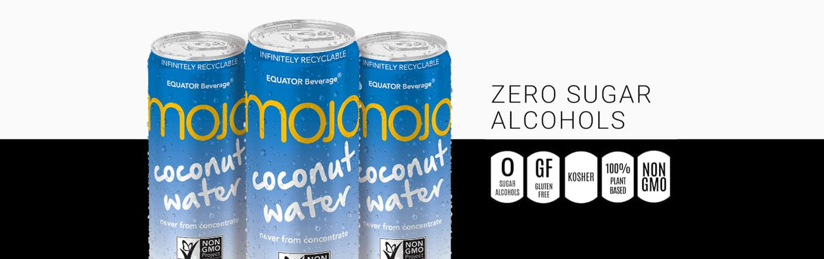 EQUATOR MOJO coconut water pack packaging shows eco-friendly design.