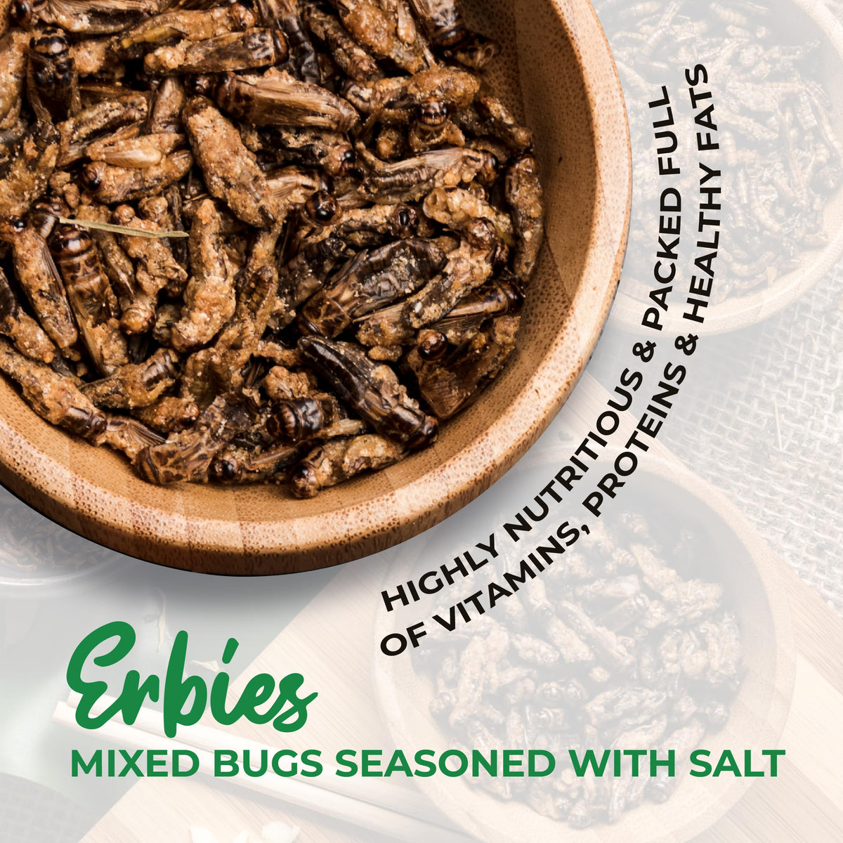 Erbies crickets crunch close-up showing savory seasoning