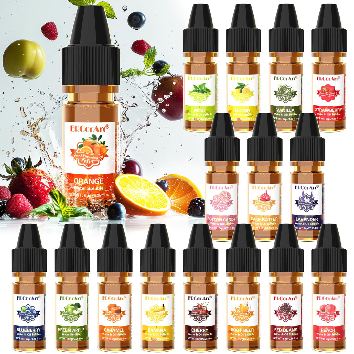 ERCorArt flavoring oil vanilla bottle enhances desserts and beverages.