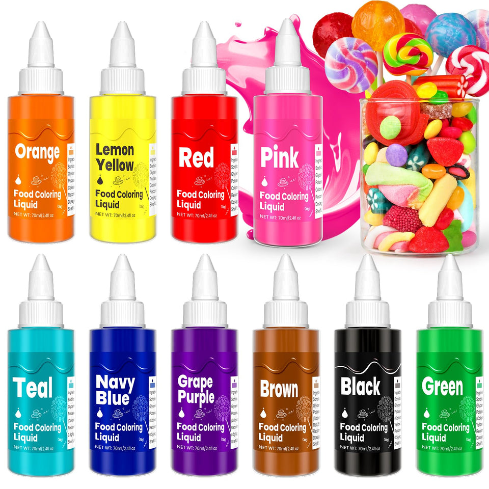 ERCorArt ten-color liquid food coloring for vibrant cake decorating