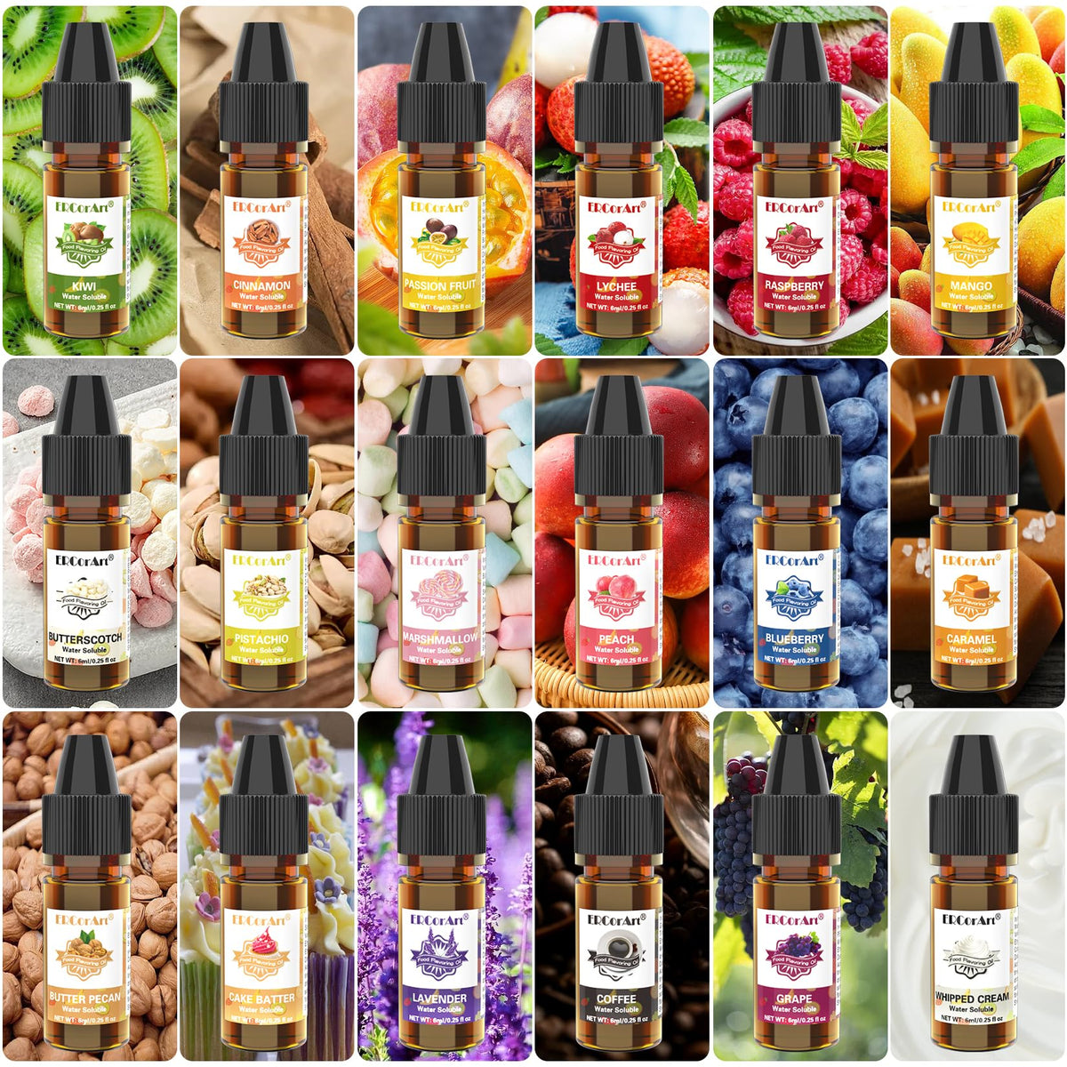 ERCorArt lip gloss flavoring oil drops highlight rich aroma.