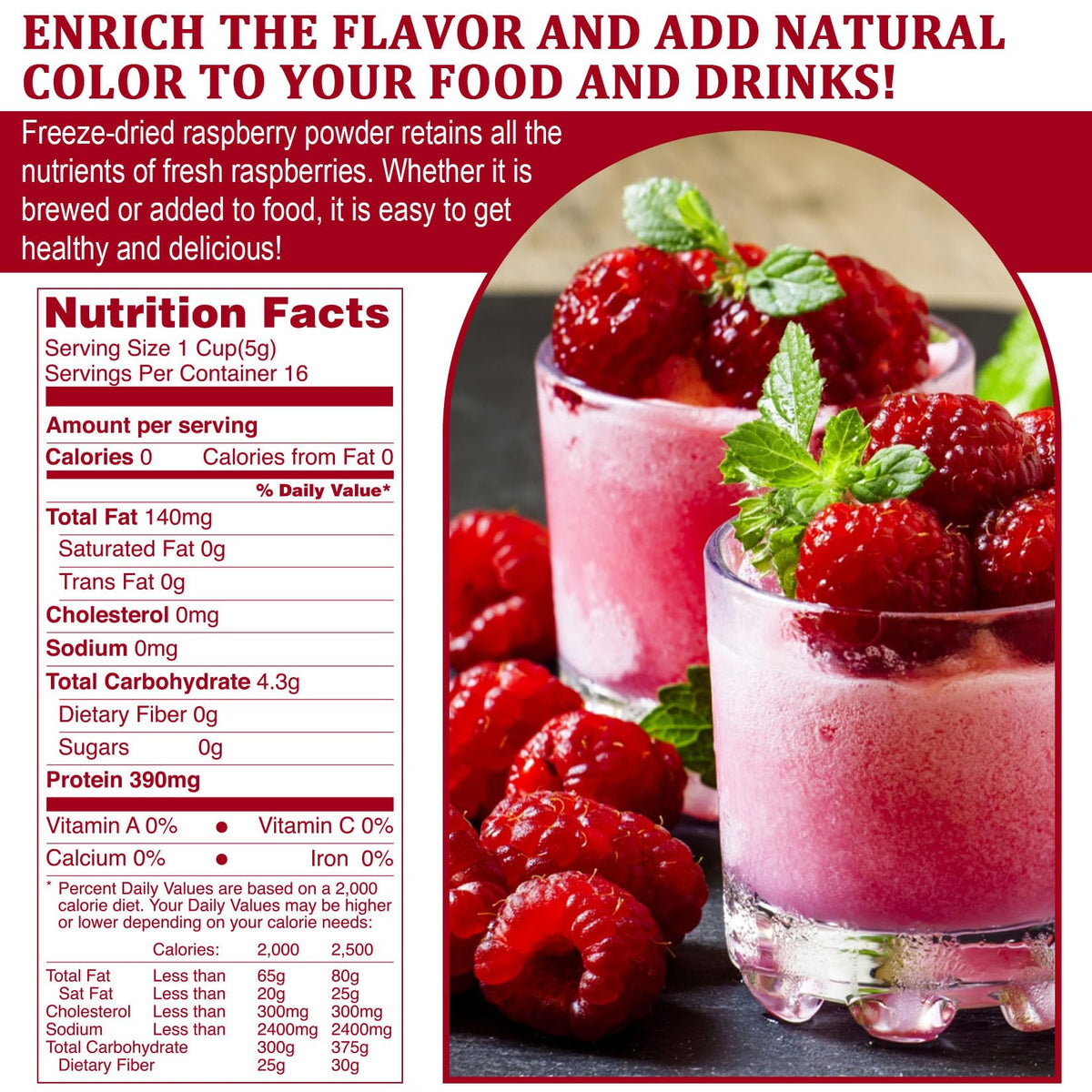 ERCorArt Raspberry Powder scoop emphasizes convenient, additive-free ingredient for baking