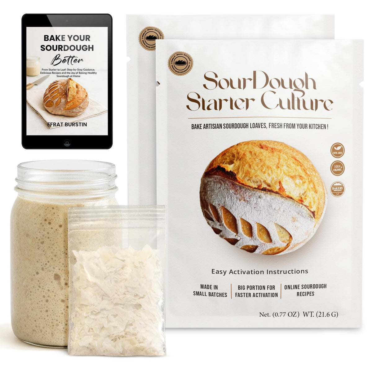 ERNEY dehydrated sourdough starter bottle ready for long-lasting freshness and easy reactivation