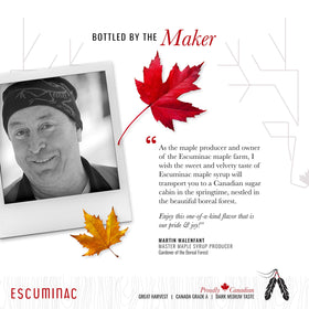 Escuminac family-table scene conveys generous 1L bottle for family breakfasts and gatherings