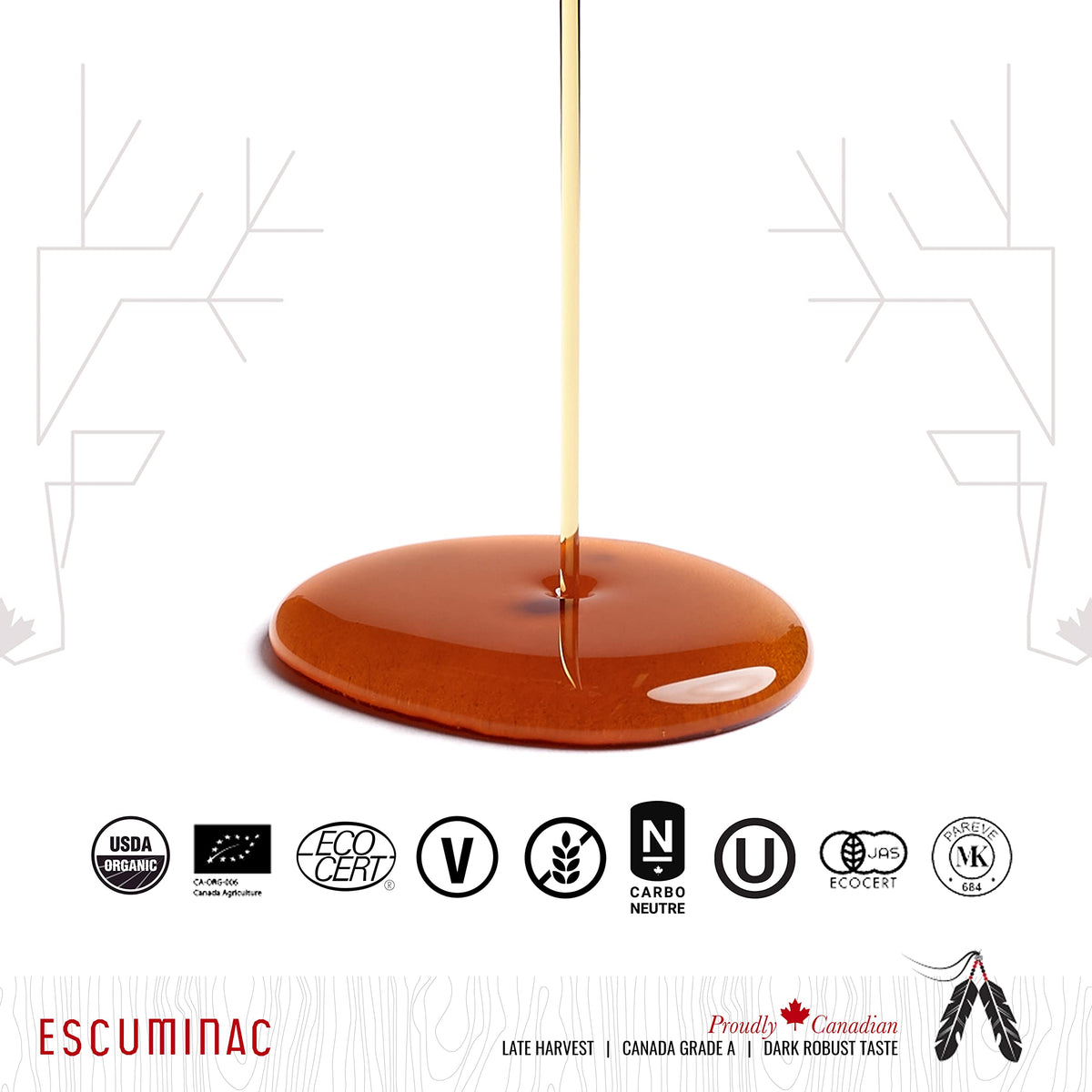 Escuminac maple syrup pours smoothly onto waffles, enhancing natural flavor.