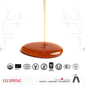 Escuminac maple syrup pours smoothly onto waffles, enhancing natural flavor.