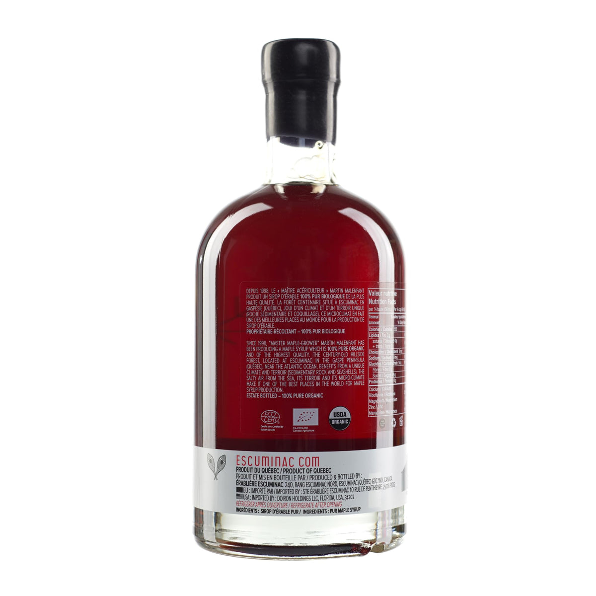 Escuminac pancakes-waffles maple syrup pairs with warm breakfasts.