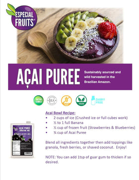 Especial Fruits Acai smoothie ingredient, blends smoothly for a refreshing, plant-powered drink.
