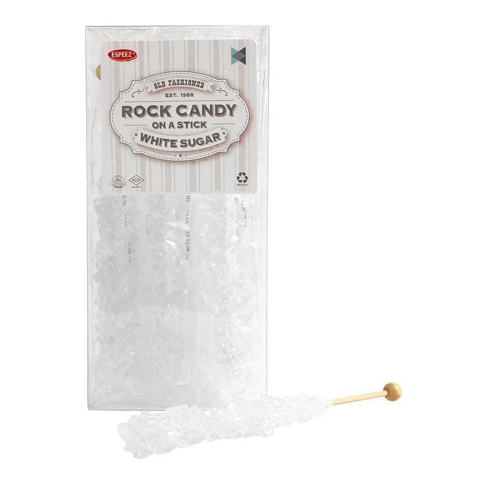 Espeez extra-large white rock candy stick for eye-catching dessert displays.