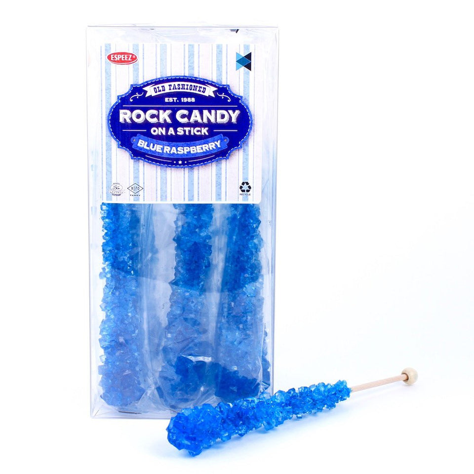 Espeez extra-large blue raspberry rock candy sticks packaging for elegant display.