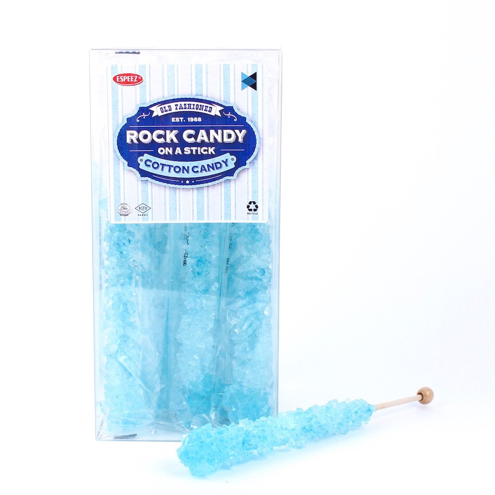 Espeez extra-large rock candy sticks light blue close-up for candy buffets and weddings