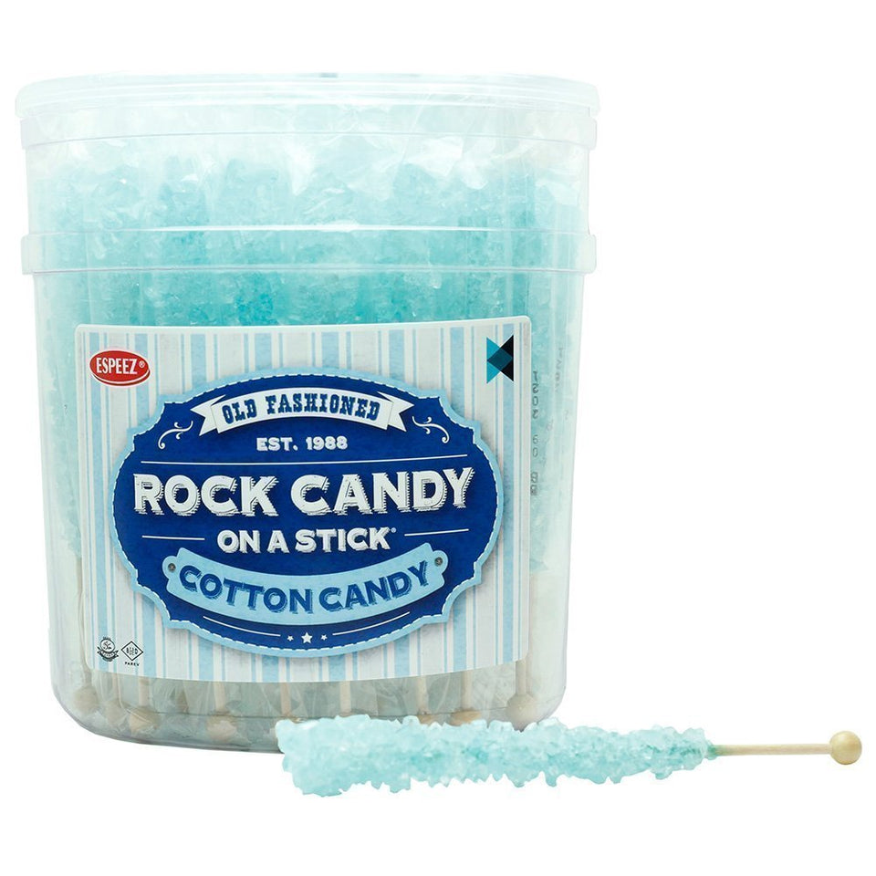 Espeez extra large light blue rock candy stick on white background, ideal for candy buffets
