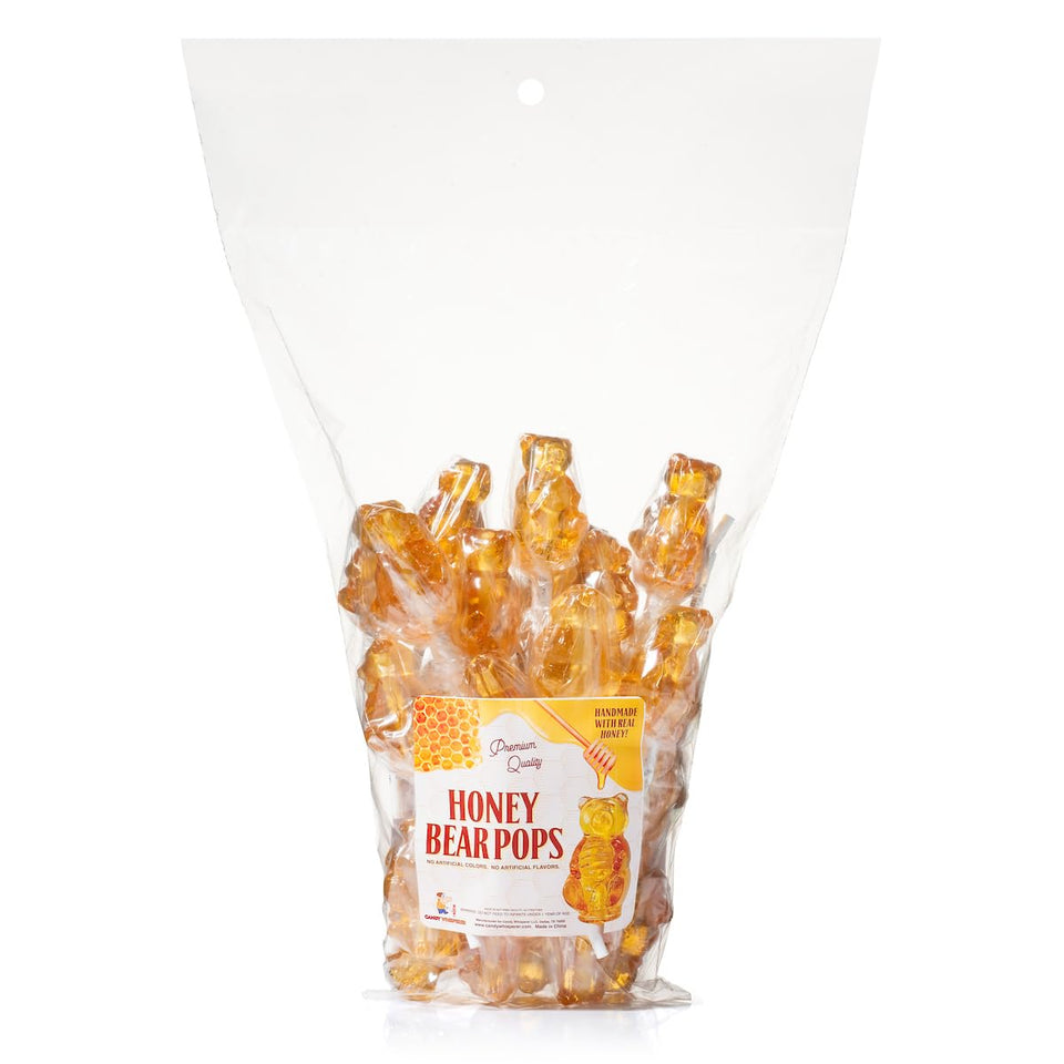 Espeez Honey Bear Pops lollipop on a stick, cute party candy for kids and guests.