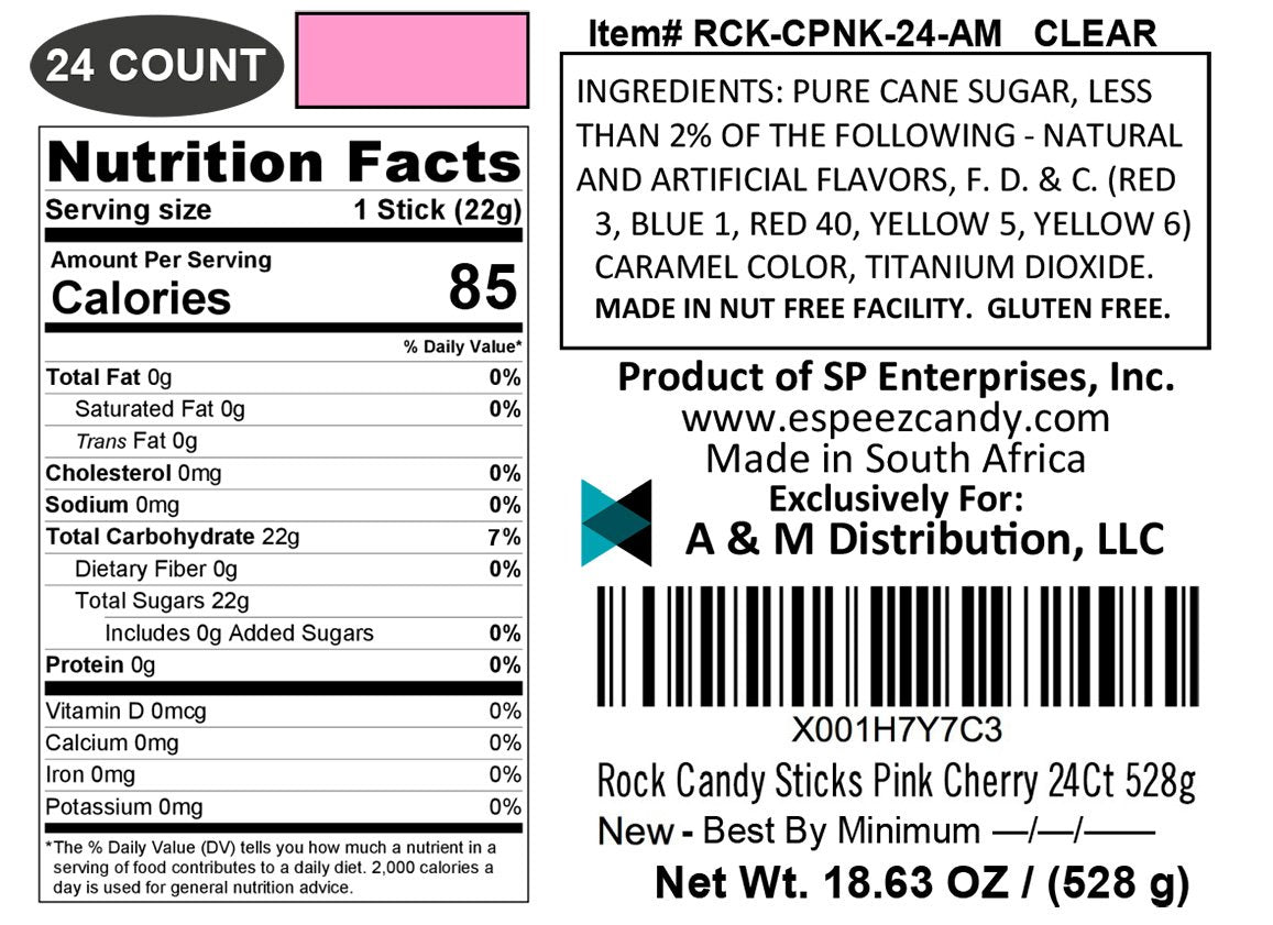 Espeez individually wrapped pink rock candy stick ideal for candy buffets