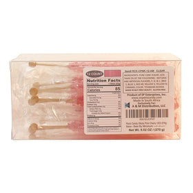 Espeez rock candy stick wrapped in pink cherry, perfect for candy buffets.