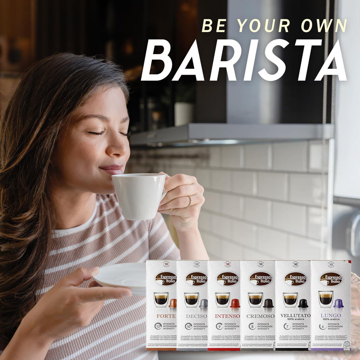 Espresso Italia recyclable capsules for eco-friendly brewing.