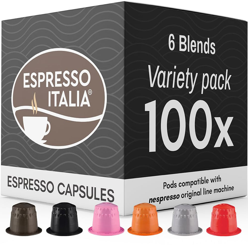 Espresso Italia variety-pack 100-count box with capsules for Italian espresso.