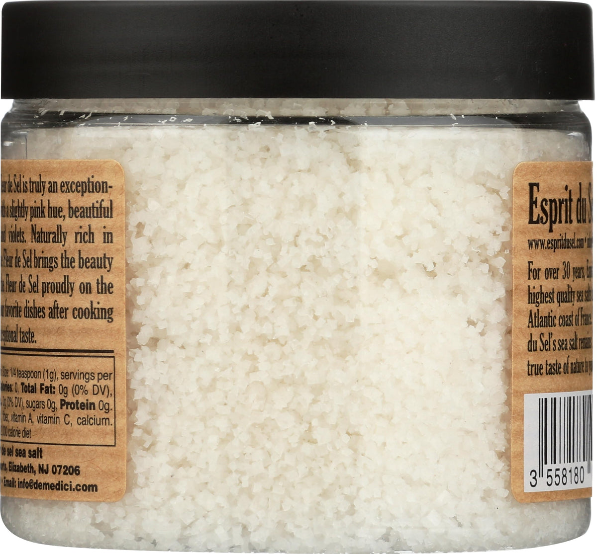 Esprit Du Sel Fleur De Sel close-up crystals highlight gourmet seasoning potential.