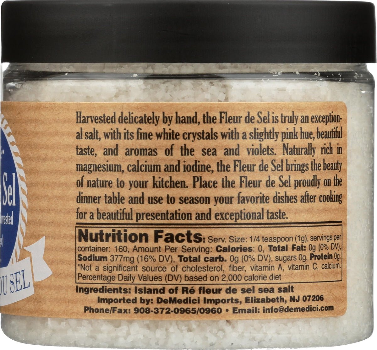 Esprit Du Sel Fleur De Sel sprinkle-friendly jar for even seasoning.
