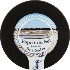 ESPRIT DU SEL Grey Sea Salt jar on kitchen counter