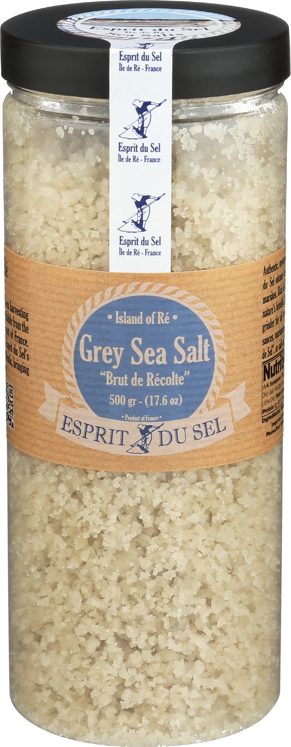 ESPRIT DU SEL Grey Sea Salt packaging on kitchen shelf, ideal for baking