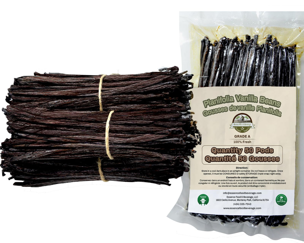 ESSENCE Food and Beverage vanilla beans 50 bulk pack for rich homemade vanilla extract.