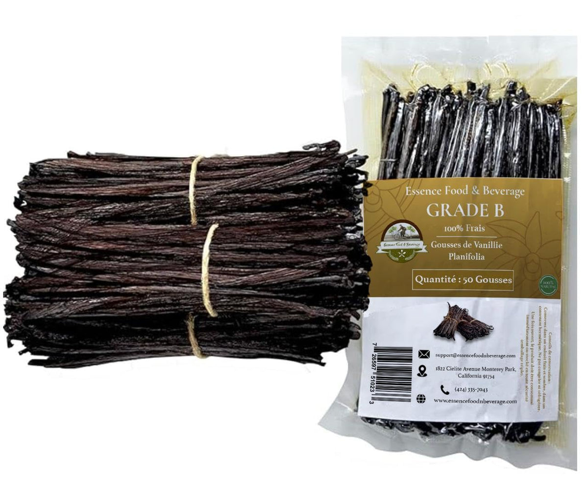 ESSENCE vanilla beans Grade B aroma, ideal for desserts and sauces.