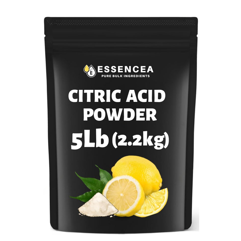 Essencea Citric Acid 5lb pouch for resealable storage and bulk convenience.