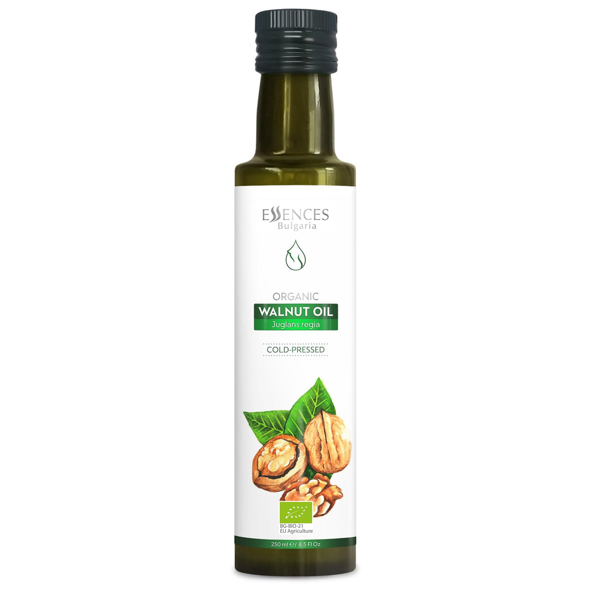 Essences Bulgaria Organic Walnut Oil bottle—premium oil for dressings.