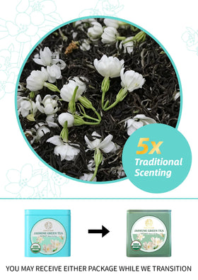 Essencesip jasmine blossoms release a fragrant aroma for a delicate cup.