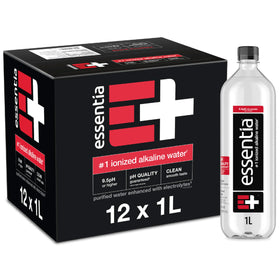 Essentia Ionized Alkaline Water 12-pack front view for daily hydration.