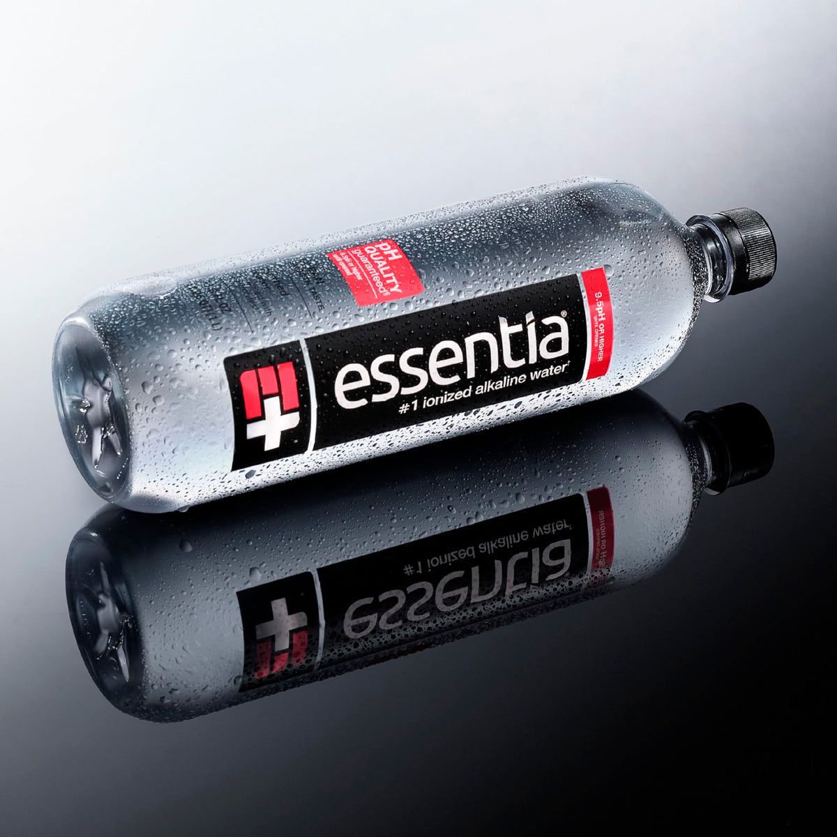 Essentia Ionized Alkaline Water with 9.5 pH label suggests alkaline quality.