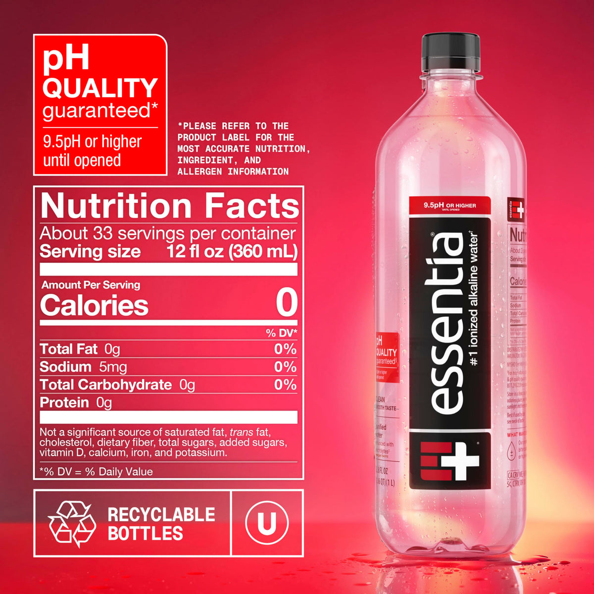 Essentia water bottle in car cup holder for travel hydration.