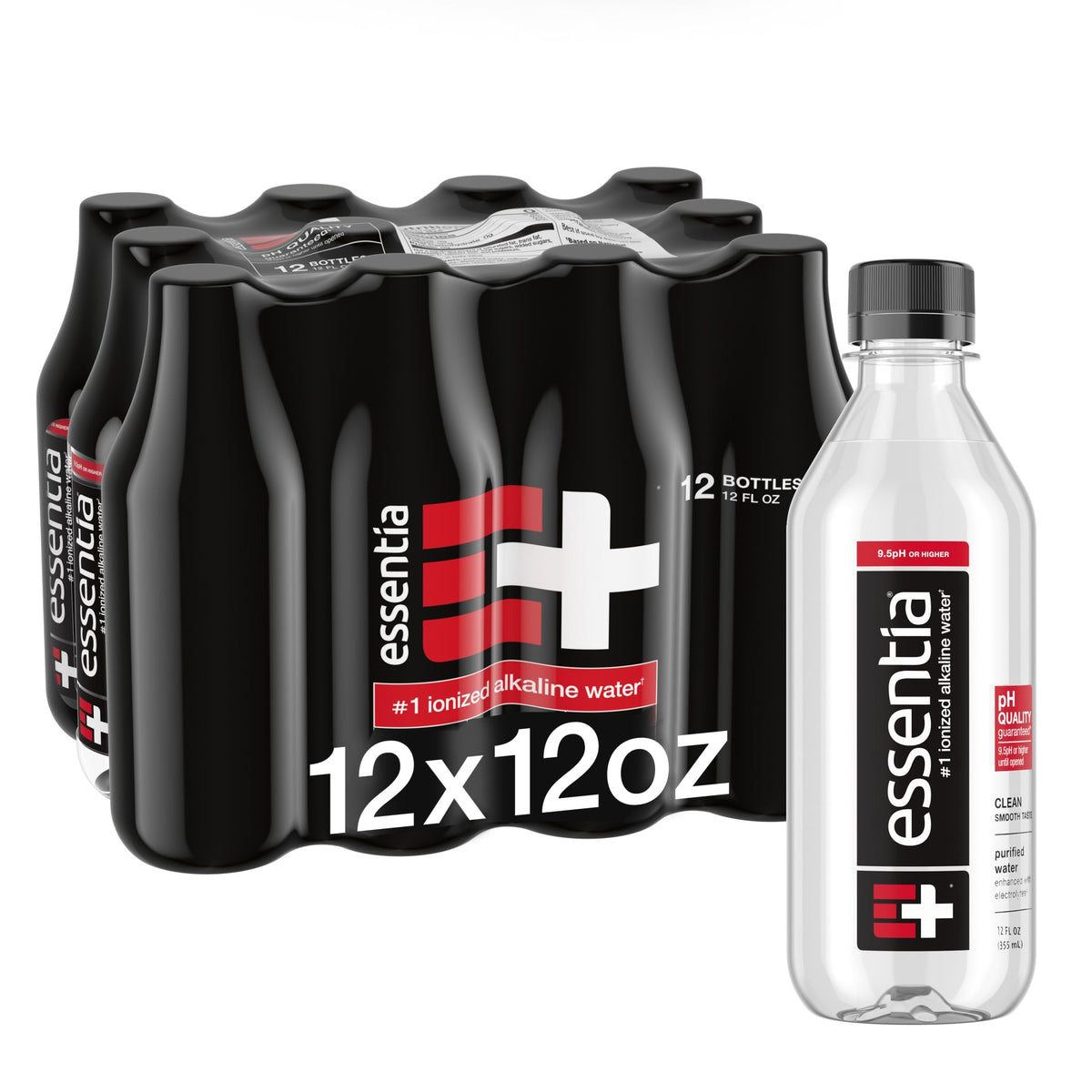 Essentia Water 12oz bottle for on-the-go hydration with a clean taste.