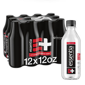 Essentia Water 12oz bottle for on-the-go hydration with a clean taste.