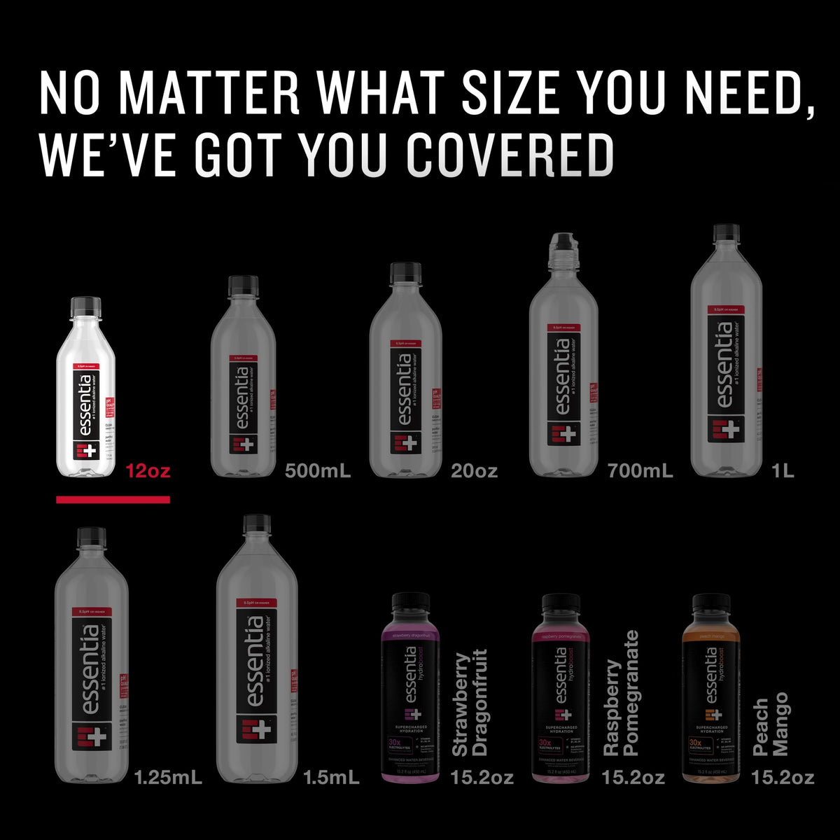 Essentia Water alkaline pH 9.5 imagery suggesting balanced hydration possibilities.