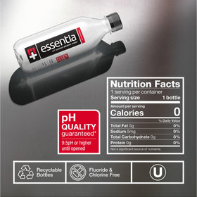 Essentia Water reusable bottle prepared for travel and workouts.