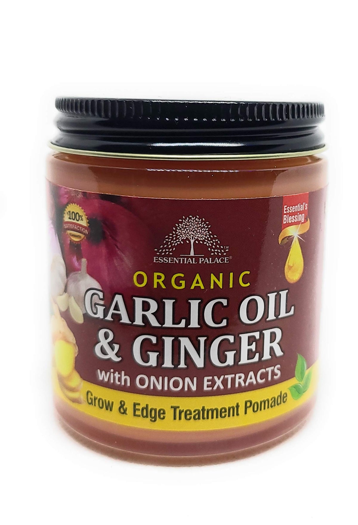 Essential Palace Organic Garlic Oil Ginger Onion Pomade jar front for conditioning