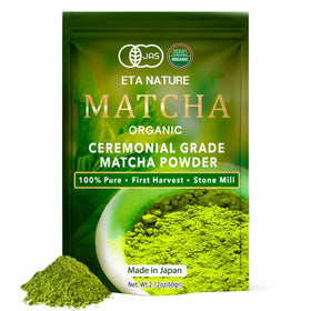 ETANATURE premium ceremonial matcha in a bowl for focused, alert moments