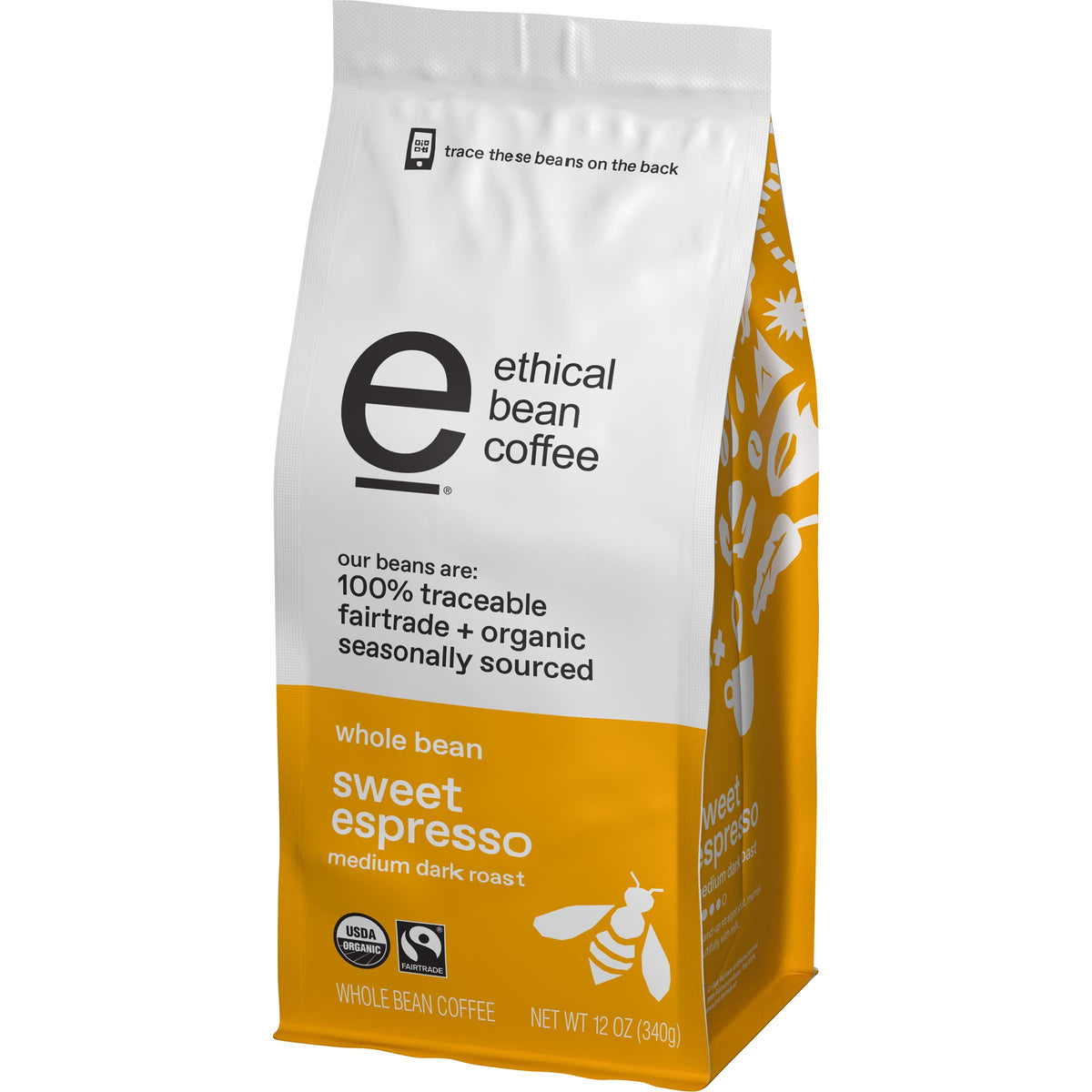 Crema-ready Ethical Bean espresso aroma in a mug with milk