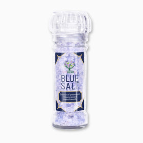 Eupherbia Blue Salt bottle with grinder for precise table seasoning.