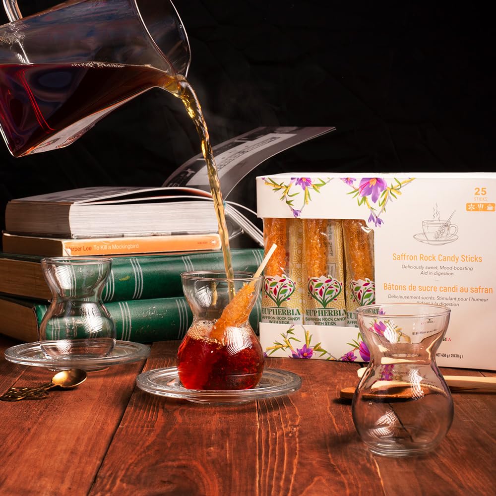 Eupherbia saffron rock candy color release in warm beverages.