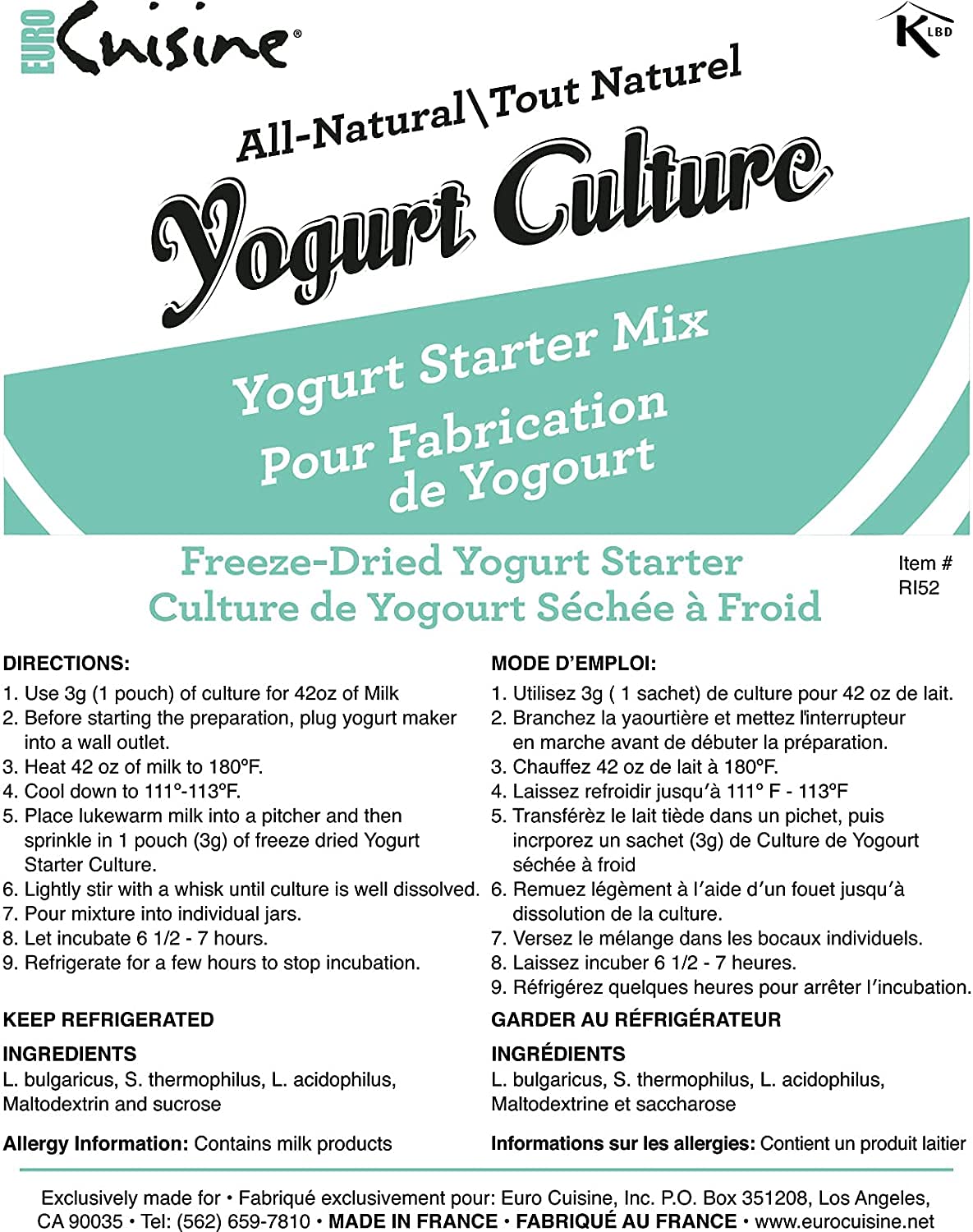 Euro Cuisine homemade yogurt setup with jars for fresh, creamy results