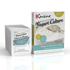 Euro Cuisine yogurt starter pouches yield about 42 oz of yogurt