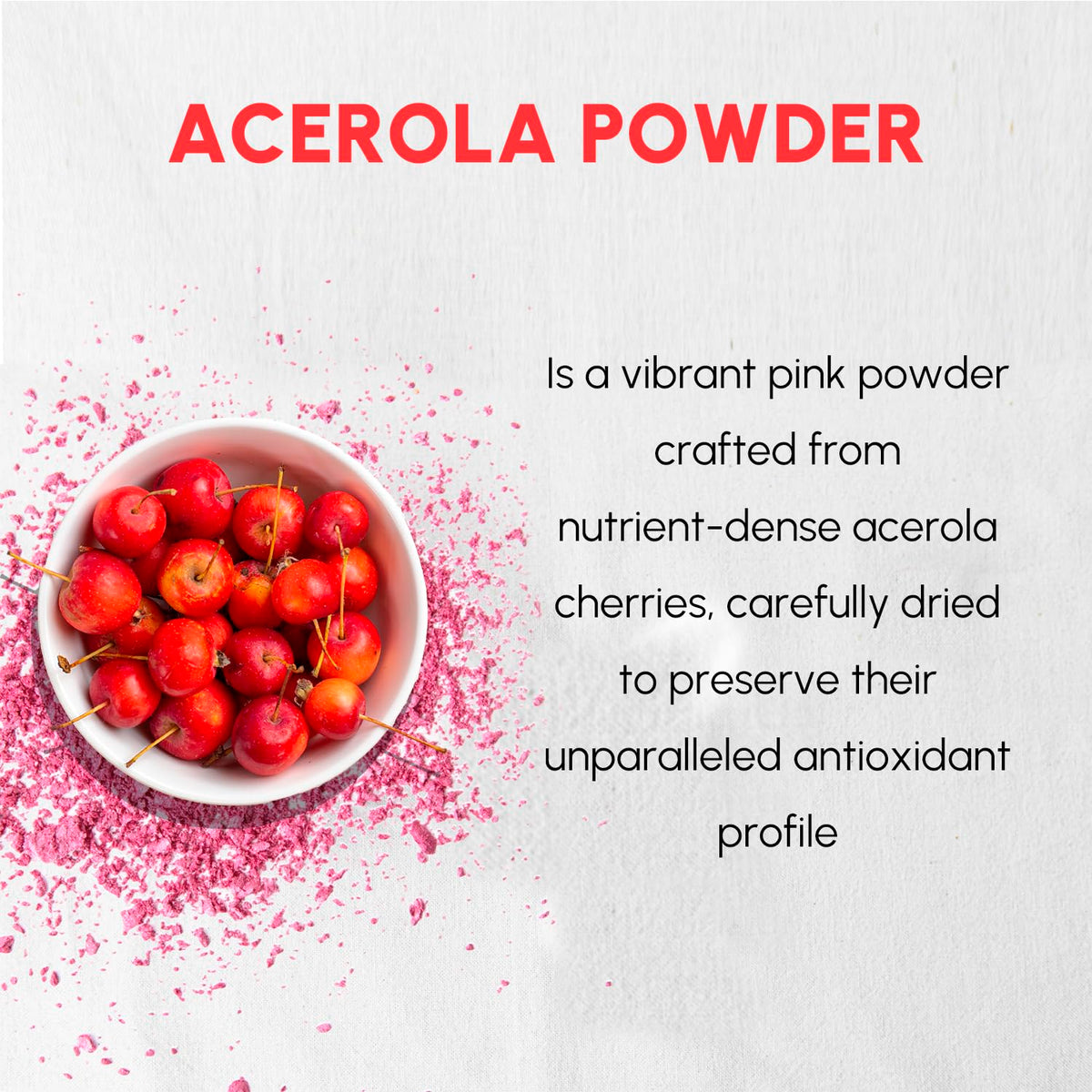 EVADY Acerola powder kitchen scene shows daily use in drinks and sauces