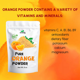 EVADY orange powder closeup texture reveals natural citrus notes.