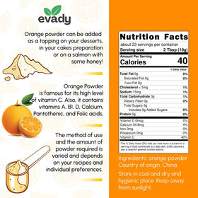 EVADY orange powder in bake adds sweet-tangy citrus to cookies.